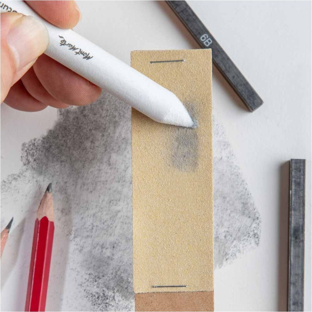 Mont Marte Paper Stump Being Cleaned Using Sandpaper